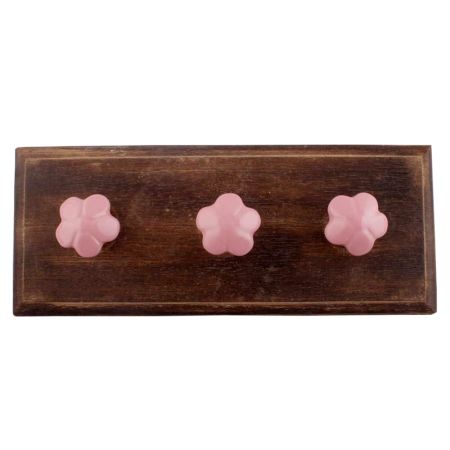 Pink Flower Ceramic Wooden Hooks Online